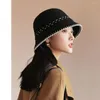 Bérets laine laine feutre chapeau baril pêcheur seau casquette femme hiver agneau pour fille automne et