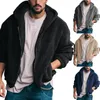 Giacche da uomo Autunno Inverno Cappotti di lana d'agnello Addensare Caldo Felpe con cerniera a maniche lunghe Felpa sportiva casual Cappotto nero Giacca da uomo con cappuccio