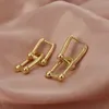 Orecchini a cerchio a forma di U dal design classico, gioielli placcati in oro per regalo da donna