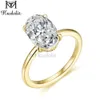 Wedding Rings Kuololit Crushed Ice 3CT Oval 18K 14K 10K 585 Yellow Gold Ring for Women Hide Halo Luxury Engagement 230831