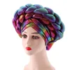 Beanie Skull Caps Färgglada redo att bära Robe Aso Oke Gele Afrikansk mönster Huvudtrafik Förbunden Bonnet Turban Hijab Cap Hat Headtie för Lady 230831