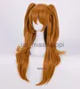 Parrucche cosplay EVA di alta qualità Asuka Langley Soryu Parrucche cosplay lunghe arancioni con 2 fermagli per coda di cavallo Protezione per parrucca sintetica resistente al calore x0901