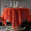 Jupe de table rétro américain au Crochet, couverture de café creuse, nappe Orange, Mesa de salle à manger, tissu de grande taille, décoration de maison de Festival