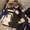 designer enfants doudounes bébé vêtements d'hiver taille 0-12 cm 2pcs conception à rayures contrastées doudoune à capuche en fourrure et bretelles Aug30