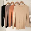 Kobiet Sweters Ladies Spring High Elastyczność Wełna SWEND SWARD Casual O Neck Pullover Venter Pionowe pasiaste dzianiny