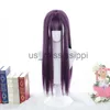 Perruques de cosplay LANLAN Longue perruque violette droite avec frange Perruques de cheveux synthétiques Bang avec perruque pour femmes Lolita Anime Cosplay Perruques résistantes à la chaleur x0901