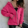 Women's Hoodies Women Coat Autumn Winter Hooded Thick Warm Long Sleeves Slant Pocket Zipper Loose Casual Ladies Girls Sports Jacket