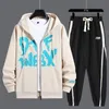 Homens Tracksuits Homens Tracksuits 2 Peça Sweat Suits Mens Zipper Cardigan Impressão Moletons Sweatpants Define Estudante Marido Roupas Esportivas 230831