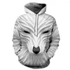 Men's Hoodies 2023 Autumn 3D Hooded Coat Personalized Animal Pattern Horror Sweater Parent Child Same