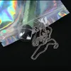 wholesale 100pcs/lot Aluminum Foil Zipper Bags Self Sealing Stand Up Reusable Smell Proof Food Jewelry Keychain Pouch Laser Plastic Storage Bag Packaging
