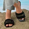 Hausschuhe Schöne Offene spitze Flache Schuhe 2023 Sommer Sexy Rutschen Strand Tragen Moderne Damen Zapatos De Mujer Sandalen PU1