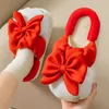 Pantofole Fiocco Nodo Suola Spessa Donne Alla Moda Inverno 2023 Carino Interno Casa Peluche Isolamento Antiscivolo Comode Scarpe Di Cotone