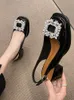 Sandales strass bouche peu profonde chaussures de confort pour femmes talons d'été pointus filles haut printemps rétro moyen mode