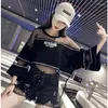 Women's T Shirts Summer Street Fashion Oversize See Through Shirt Top Woman Korean Style Harajuku Mesh Perspective T-shirt Hip Hop Clothes