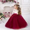 Burgundy Flower Girls Dresses for Weddings 2020 Off Shoulder 3 4 Long Sleeves Puffy Tulle Girls Party Pageant Dress251h