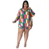 Kvinnors byxor mode 2023 Spot Spring Print Polo Collar Tropical Large Shirt Shorts Casual Women Need, vänligen kontakta