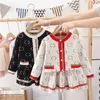 Kids clothing sets Baby Girls two-piece Dress Set Designers knitted sweater suits sweaters and Skirt Princess Dresses Clothes black red