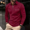 Mäns casual skjortor män vår och höst bröstficka sport långärmad lapel t-shirt europeisk storlek polo skjorta