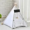 chenils stylos Pet Tipi Chien Chat Lit Toile Blanche Chien Mignon Maison Portable Amovible et Lavable Chien Tentes pour Chien Chiot Chat avec Coussin 230831