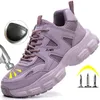 부츠 여성 안전 신발 강철 발가락 작업 통기성 일하는 운동화 가벼운 스포츠 여성 부츠 산업 230831