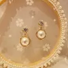 Boucles d'oreilles pendantes en forme de goutte d'imitation de perles pour femmes, mignonnes coréennes, mode de luxe en Zircon, bijoux cadeaux de mariage, 2023