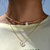 Naszyjniki wiszące bohemia z koralikami naszyjnik dla kobiet Początkowe 26 liter łańcuch mody mody Pearl Jewelry Boho Akcesoria 230831
