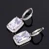 Hotsale Femmes Boucles D'oreilles Plaqué Or Blanc 18 Carats Étincelant Grand CZ Diamant Boucles D'oreilles Créoles pour Filles Femmes pour Fête De Mariage Joli Cadeau