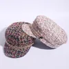 BERETS Spring Military Hats Small Grid vintage Sailor for Women Thread Tweed Yacht Captain Hat Sweet Wind Sboy Cap 230831