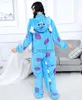 home clothing Young Women's Winter Warm Pajamas Blue Patterned Animal Hooded Jumpsuit With A Medium Length Tail Polyester Material Comfortable x0902