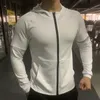 Erkek Hoodies Sweatshirts Erkekler Sonbahar Spor Fermuarı Koşuyor Fitness Elastik Hoody Erkek Uzun Kollu Ceketler Kaput Kalın Paltolar Beyaz 230831