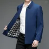 Jaquetas masculinas negócios casual marca solta 2023 chegada primavera e outono cor sólida clássico reto parkas cáqui azul marinho