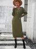 Robes décontractées 2023 Automne Hiver Femmes Pulls Pull Pull Tricoté Bouton À Manches Longues Dames Maxi Robe De Mode Tricots