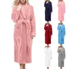 Kvinnors sömnkläder förtjockar varm flanell mantel vinter långärmad plysch badrock sexig huva kvinnor fleece nattklänning lounge badar hemkläder