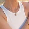 Pendentif Colliers Monlansher 18k en acier inoxydable dégradé résine papillon collier femmes acrylique coloré zircon charme bijoux cadeaux