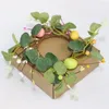 Flores decorativas Huevo de Pascua Guirnalda de eucalipto Simulación Corona de plantas de primavera Favores para niños Regalo de fiesta del día feliz Decoración del hogar