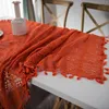 Jupe de table rétro américain au Crochet, couverture de café creuse, nappe Orange, Mesa de salle à manger, tissu de grande taille, décoration de maison de Festival