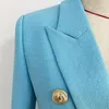 Kvinnors kostymer 1st Sky Blue Slim Sacka Jacka Fashion European Style Coat Office Lady Professional Costume Girl Birthday Present