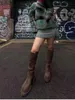 Retro Woman Western Cowgirl But Fashion Slip na kolanach High Booties Projektant jesienny zima kwadratowa pięta rycerz bootties dla dziewcząt buty 36-40