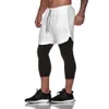 QNPQYX nouveau 2 en 1 pantalons pour hommes vêtements de course pantalons longueur mollet gymnases Fitness pantalons élastiques serrés Leggings à séchage rapide hommes J285i