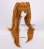 Parrucche cosplay EVA di alta qualità Asuka Langley Soryu Parrucche cosplay lunghe arancioni con 2 fermagli per coda di cavallo Protezione per parrucca sintetica resistente al calore x0901