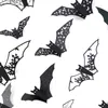 Inne imprezy imprezowe 96PCS Mini Halloween 3D Hollow Bat Talling Stickers Black Bat Naklejka Decor Party DIY Kalkomanie Halloween Horror Nietoperze zdejmowane 230831