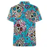 Men's Polos Sugar Skull Print Casual T-Shirts Flowers Skulls Polo Shirts Men Trending Shirt Date Short Sleeve Graphic Clothes Big Size