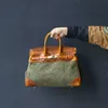 BK – sac à main véritable, fourre-tout moyen 38cm, fait à la main en cuir et toile, une épaule pour voyage, sacs à bandoulière