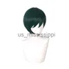 Cosplay perucas anime 35cm maki zenin cosplay peruca anime jujutsu kaisen natal verde escuro curto resistente ao calor perucas de cabelo x0901
