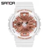 Нарученные часы Sdotter Женщины мужчины смотрят Sanda Top Pink Lover Watch часы Quatz светодиоды цифровой спорт запястья для вак