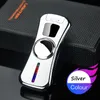 Trendy Double Arc Fingertip Rotating Gyro Lighter Creative Charging USB Windproof Band LED Light Smoking Accessories Tool Gift YRN6