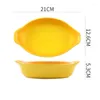 Bowls Creative Gradient Color Ceramic Plate Oval Fruit Salad Dishes Bowl Oven Applicable Baking Kitchen Tableware