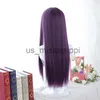 Perruques de cosplay LANLAN Longue perruque violette droite avec frange Perruques de cheveux synthétiques Bang avec perruque pour femmes Lolita Anime Cosplay Perruques résistantes à la chaleur x0901