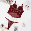 Sexy Set Rhinestone Lingerie Corset Set Women 2 Piece Luxury Fancy Underwear Push Up Bra and Panty Glitter Intimate 230808