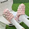 Womens Home Slippers Slides Funny Bubblies Super Soft Sandals Mens Breathable Beach Bath Shower Bubble Slippers Bedroom Spa House Sandals Pink and White